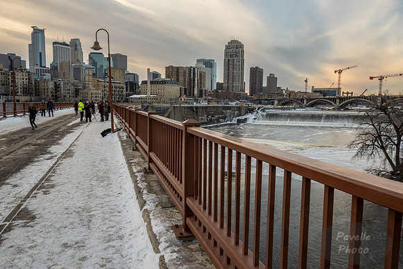 St. Anthony Falls in Winter from Stone Arch Bridge
